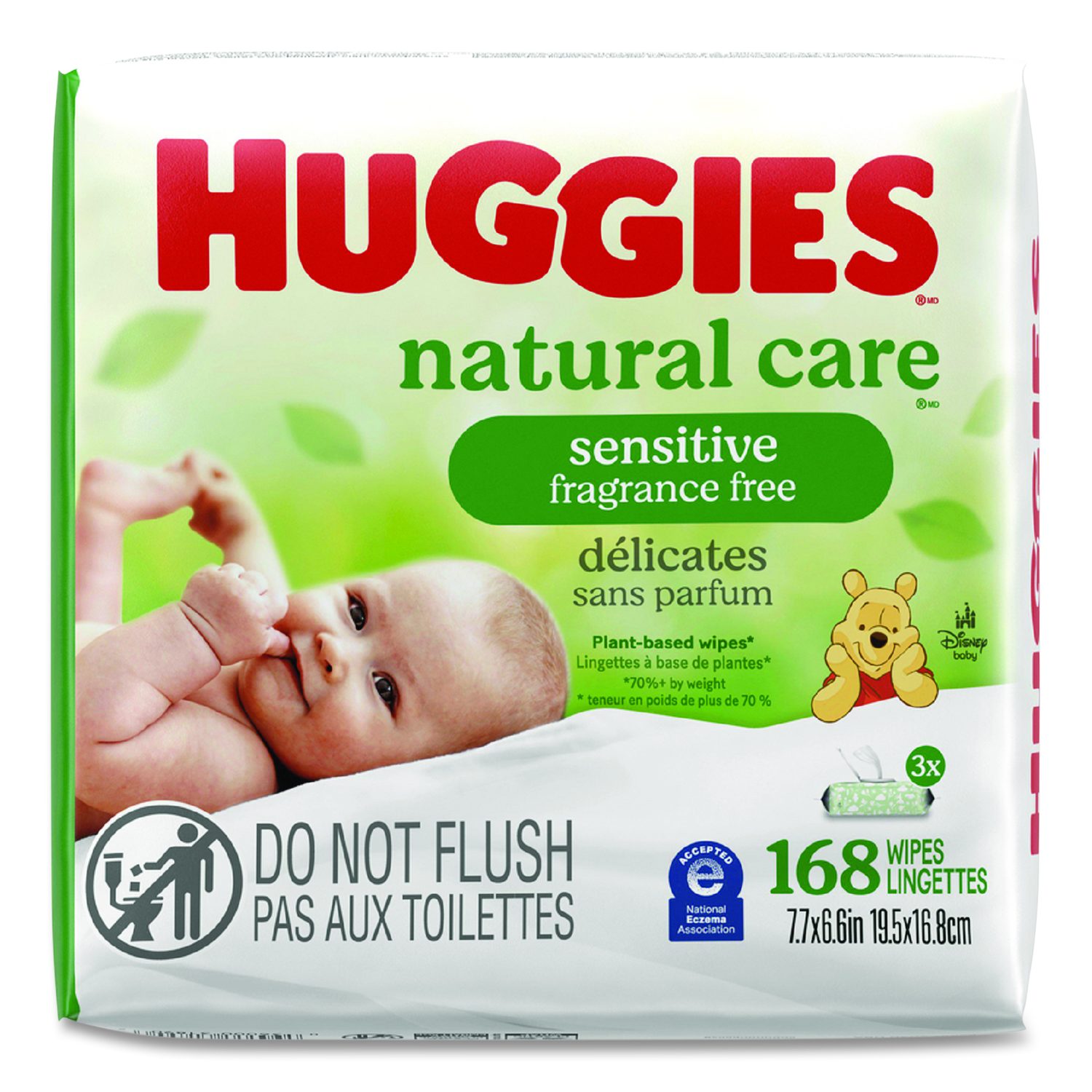 Kimberly Clark Natural Care Sensitive Baby Wipes, 6.6 x 6.86, Unscented, White, 56 Wipes/Pack, 3 Packs/Carton