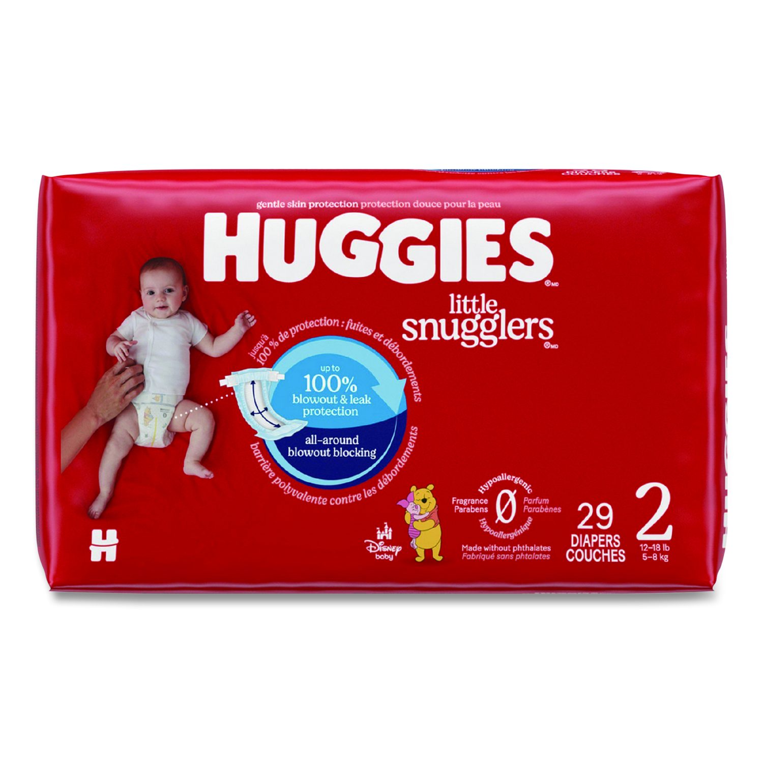 Kimberly Clark Little Snugglers Baby Diapers, Size 2, 12 lbs to 18 lbs, Disney Design, 29 Diapers/Pack, 4 Packs/Carton