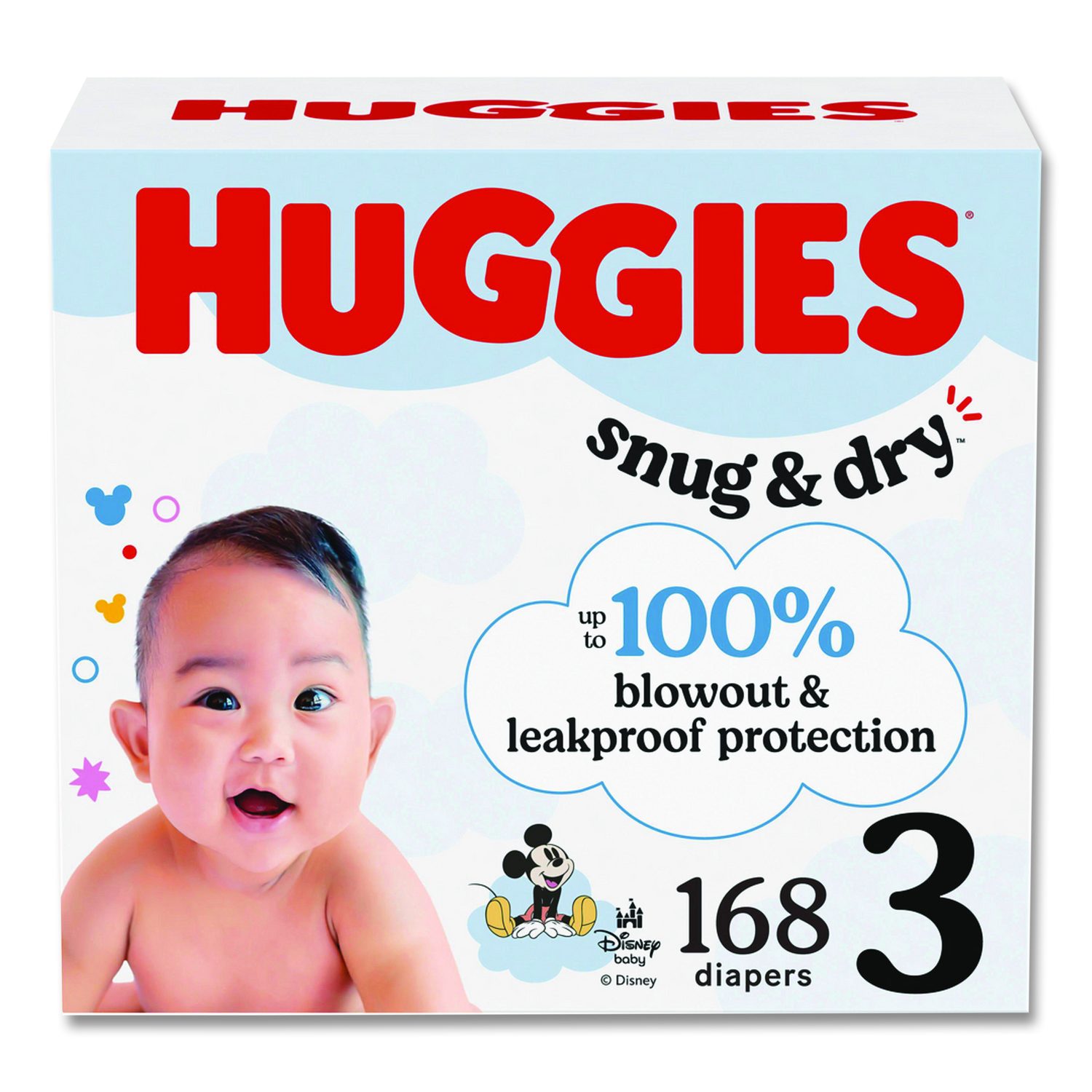 Kimberly Clark Snug and Dry Diapers, Size 3, 16 lbs to 28 lbs, 168/Carton