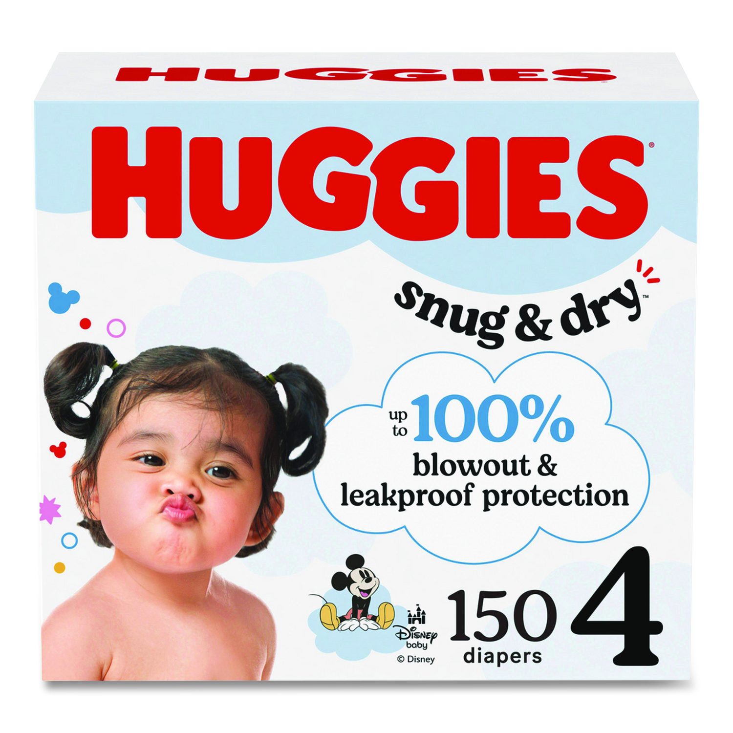 Kimberly Clark Snug and Dry Diapers, Size 4, 22 lbs to 37 lbs, 150/Carton