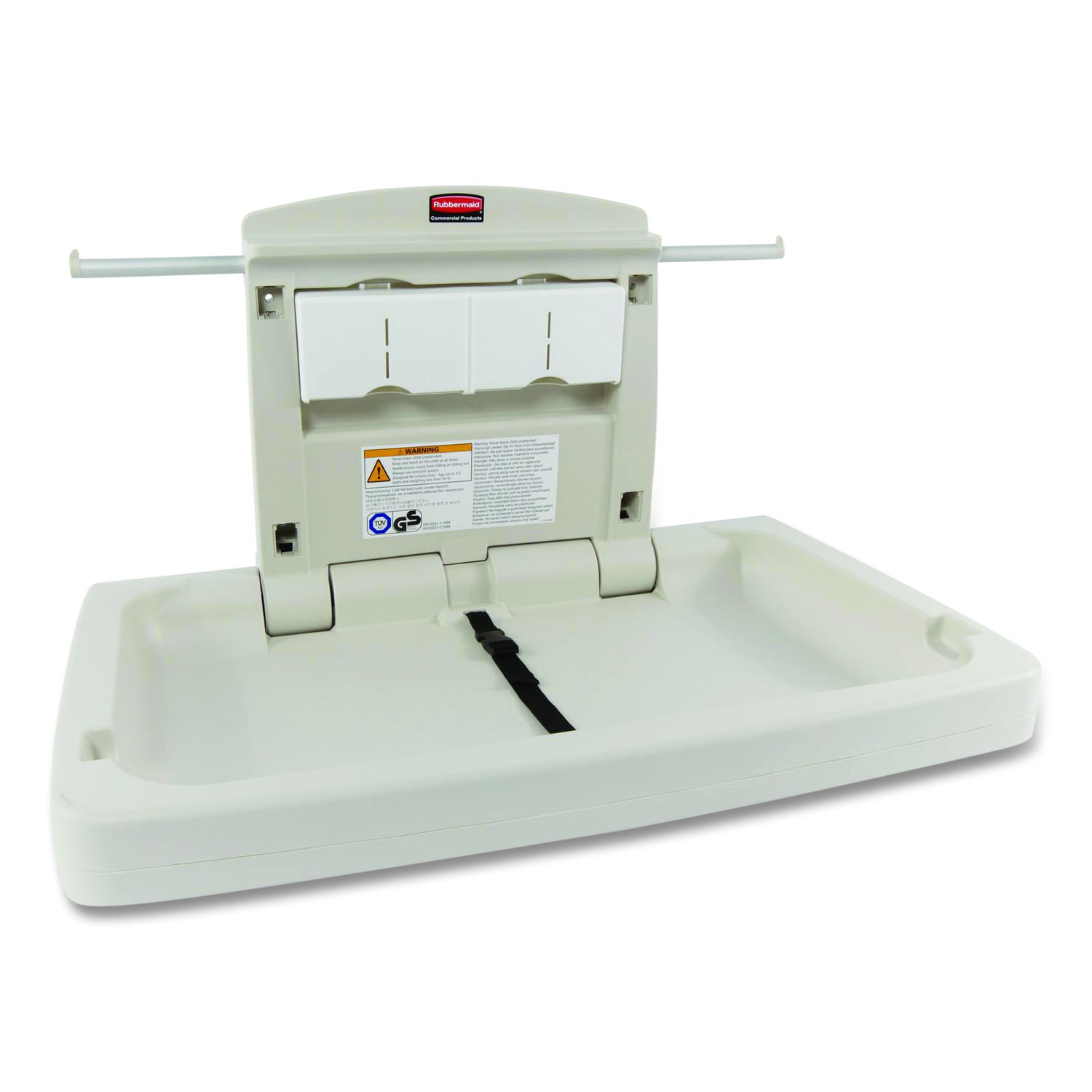 Rubbermaid Commercial Sturdy Station 2 Baby Changing Table, 33.5 x 21.5, Platinum